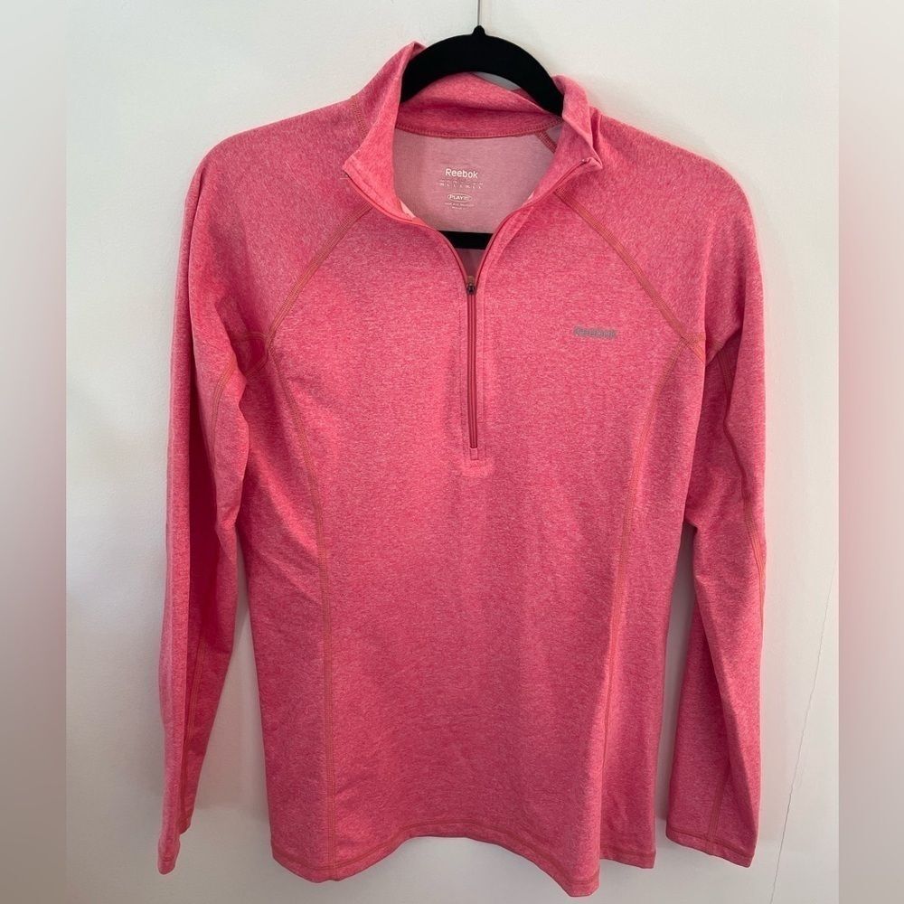 Pink Reebok long sleeve quarter zip pullover jacket large